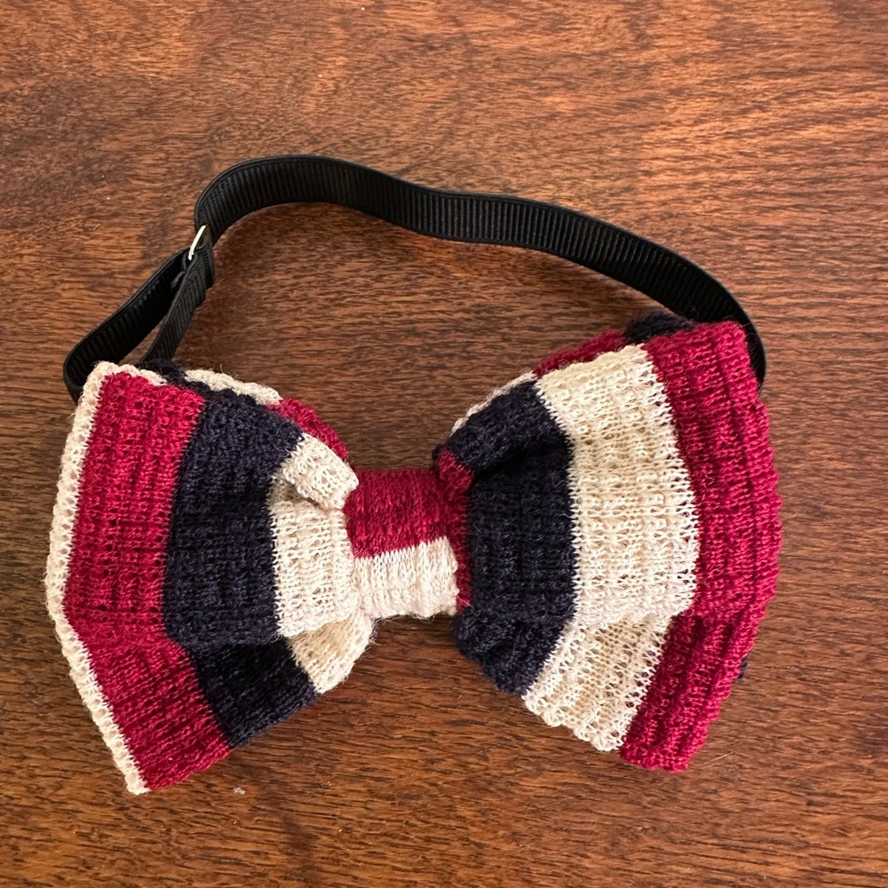 Vintage Red, White, and Blue Wool Bow Tie